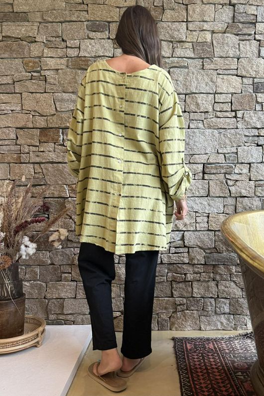 Porto Button Back Breton Tunic Soft Olive 